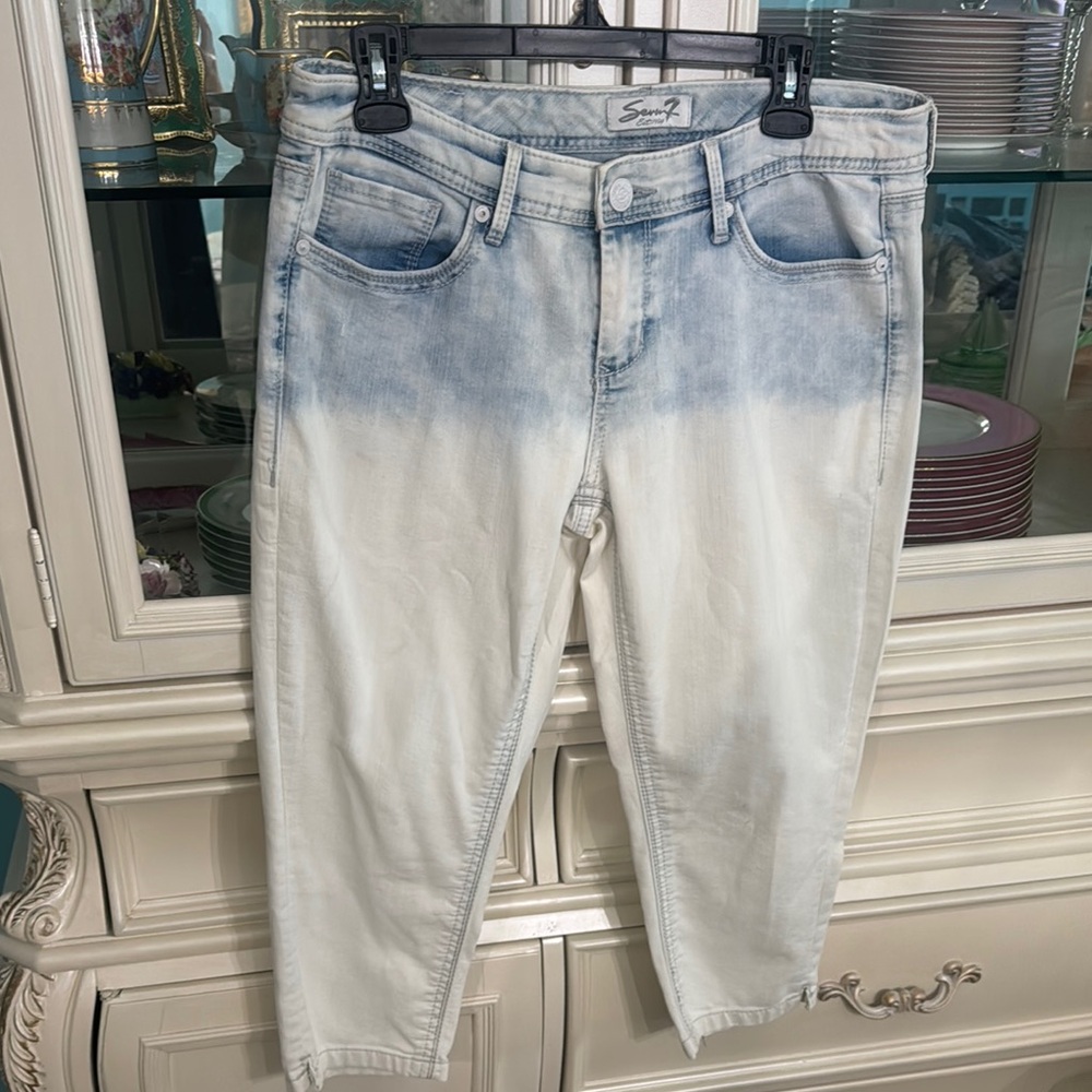 Seven7 Light Blue and White Denim Jeans